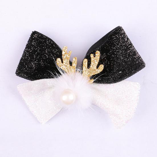 Рождественские заколки для волос, заколка-бант из рогов оленя с меховым шариком, рождественский бант, головной убор для женщин и девочек, праздничный аксессуар для волос