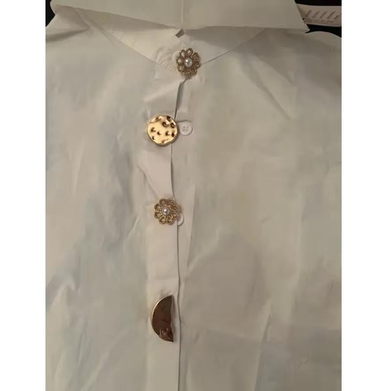 2023 Autumn Comfort Womens Shirt Turn Down Collar Fashion Lady Blouse All-match Long-sleeved Shirt Clothing 15630