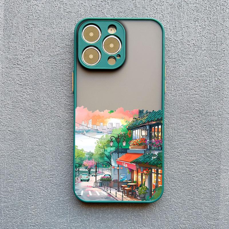 Dazzling Anime Street View Scenery Phone Case for IPhone 13 12 11 Pro Max Mini 16 15 14 Max Plus 7 8 Plus SE2 X XR X Back Cover