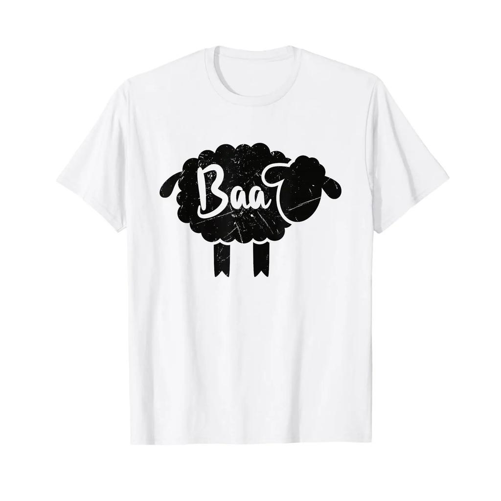 Cute Baa Sheep Sound Black Toy Lovers T Shirt Vintage Washed Homme Slightly Versatile Stylish Stretched Fashion Casual