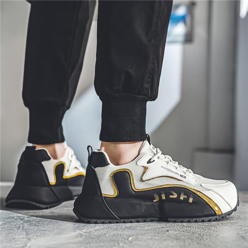 Дизайнерские мужские кроссовки, кожаные водонепроницаемые повседневные спортивные туфли, мужские легкие дышащие нескользящие туфли на платформе