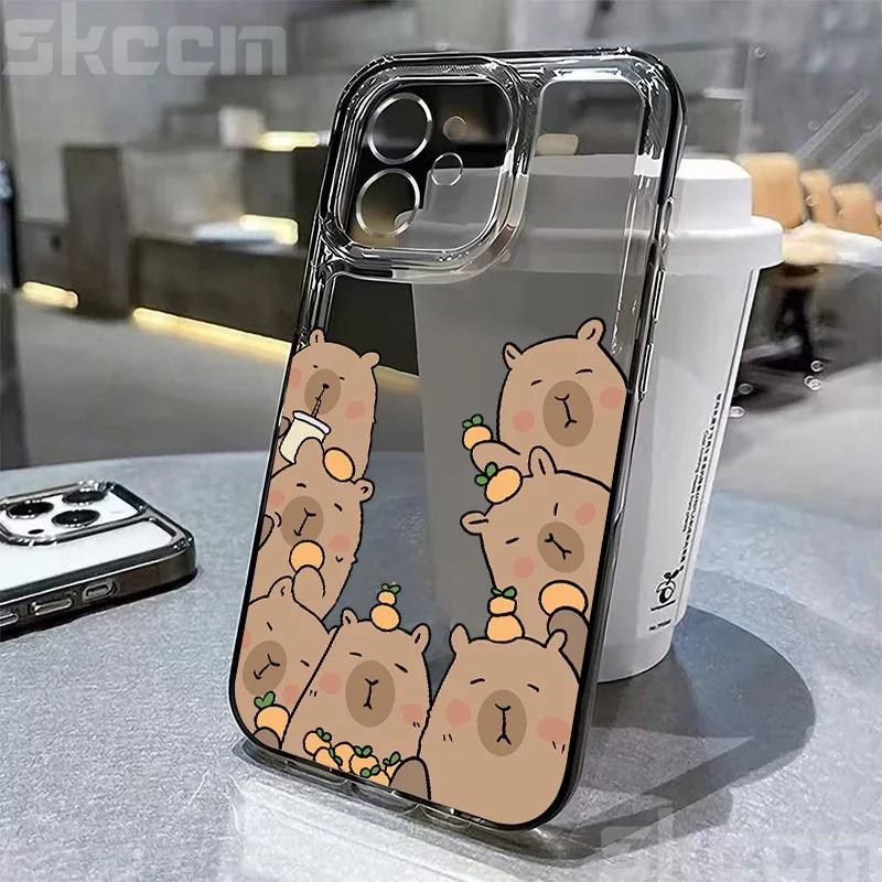 Мультяшный Милый Капибара Чехол Для Телефона iPhone 16 15 14 13 12 11 Pro Max Mini XS XR X 7 8 Plus Ударопрочный Мягкий Прозрачный Чехол