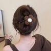 Vintage Large Plush Flower Hair Clips Girls Elegant Ponytail Braid Claw Hair Duckbill Clip Girls Headdress Gift