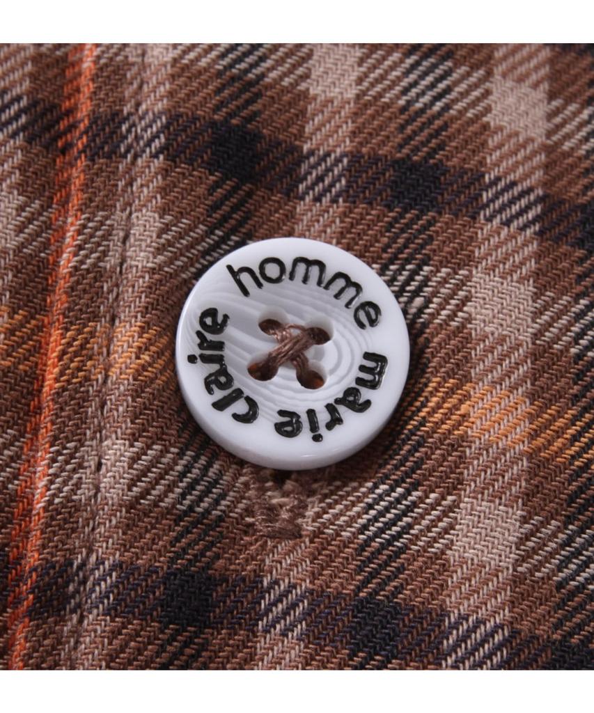 Marie Claire Homme Мужской коричневый твиловый клетчатый пижамный комплект с длинным рукавом