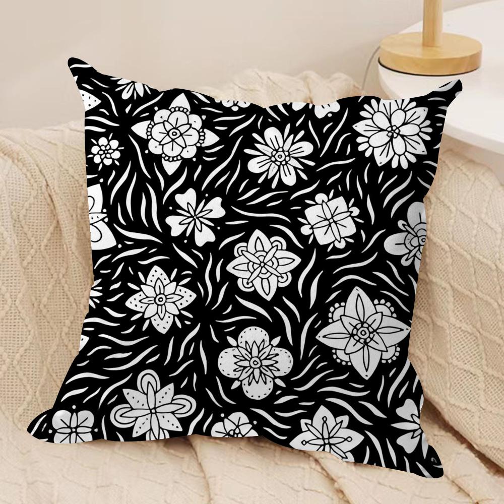 HHilary LLeslie Art Flower Cushion Cover Short plush Doublesided Print Square Throw Pillow Covers Sofa Home Cushion Decor