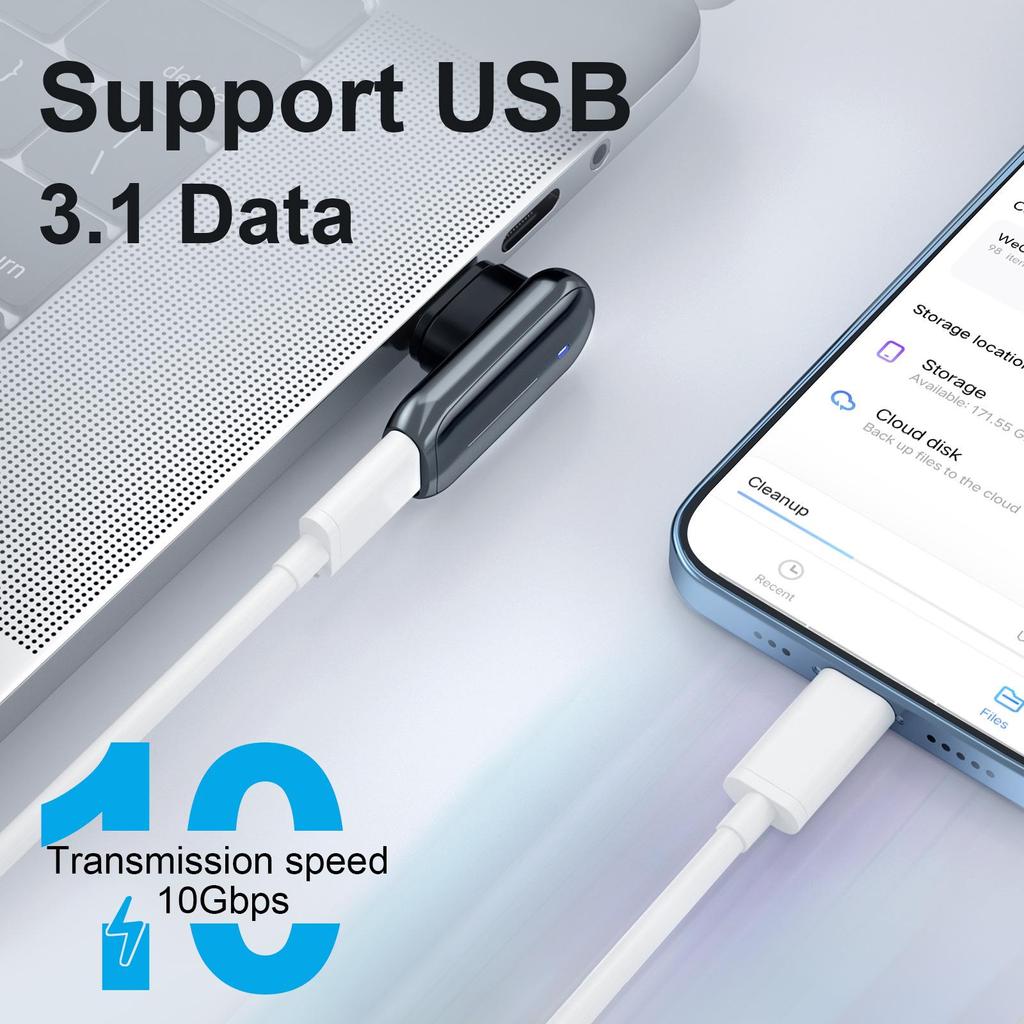 24-контактный магнитный адаптер USB-C для быстрой зарядки PD100W - совместимый с USB 3.1