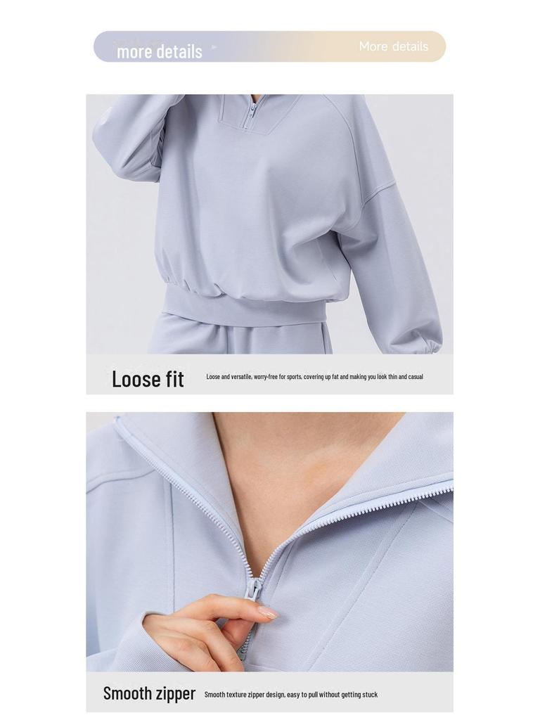 Женская спортивная толстовка Alo с полумолнией на осень/зиму - повседневная куртка для бега на открытом воздухе с длинным рукавом