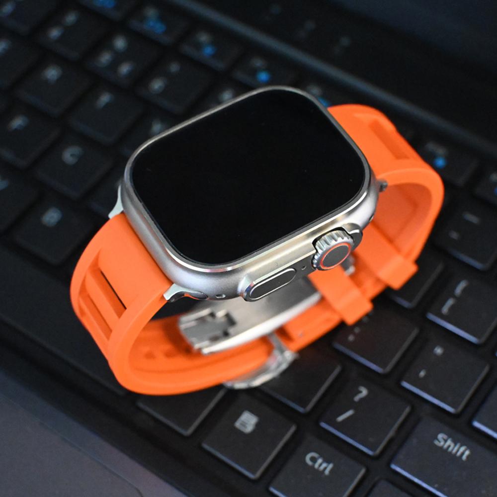 Мягкий резиновый ремешок для Apple Watch Ultra 49 мм 45 мм 44 мм 42 мм Спортивный силиконовый ремешок для iWatch Series 8 7 6 5 4 3 41 мм 40 мм Браслет