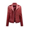 Женская куртка из искусственной кожи с отложным воротником и диагональной молнией из искусственной кожи, мотобайкерское пальто, повседневная короткая верхняя одежда на осень-весну