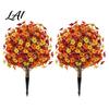 Fake Flowers for Home Decor Fall Artificial Topiary Ball Flowers Mums Plants Tree UV Resistant Outdoor with Realistic Floral Arrangements
