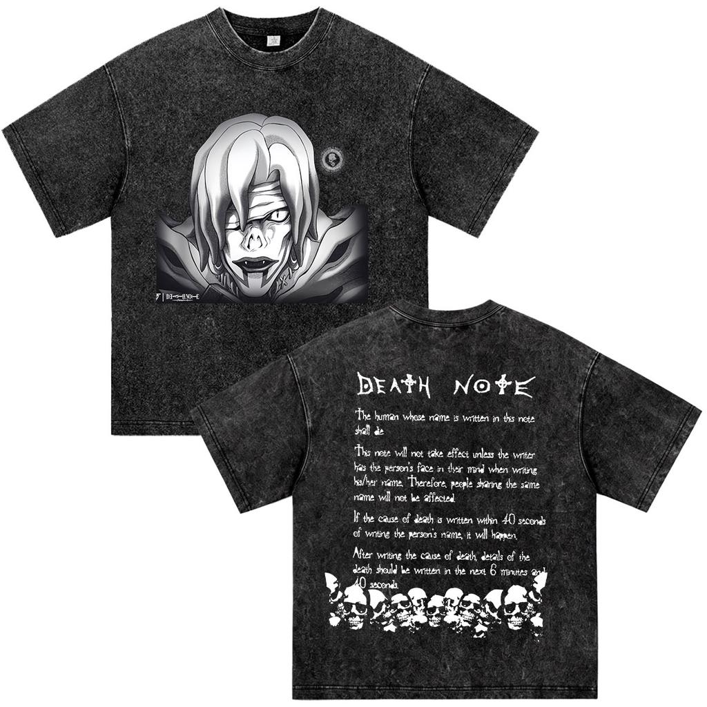 Anime Death Note Misa Aunisexe Vintage Washed T Shirts Unisex Unisex Clothing Fashion Gothic Short Sleeve Oversized Tshirts Streetwear