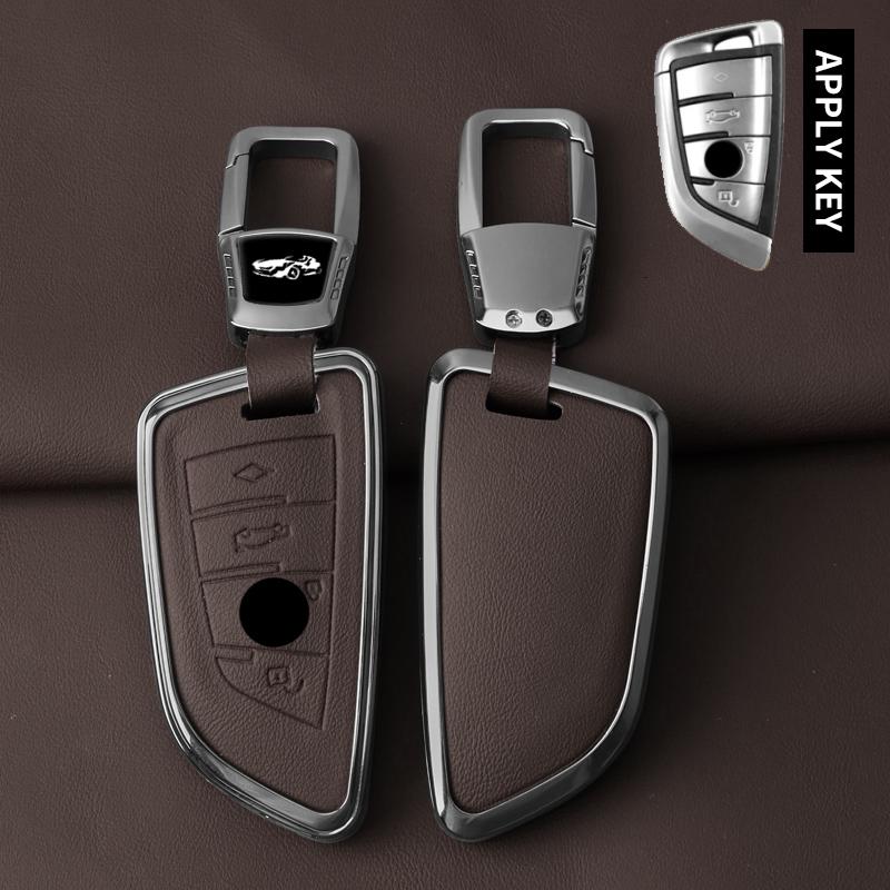 Zinc Alloy Leather Car Key Case For Bmw X1 X3 X5 X6 X7 1 3 5 6 7 Series G20 G30 G11 F15 F16 G01 G02 F48 Protective Accessories