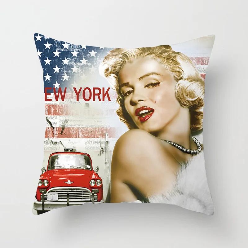 Мэрилин Монро Наволочка Декоративная Полиэстер Наволочка для диванной подушки Ретро Женщины Суперзвезды Наволочка Домашний декор 45X45СМ