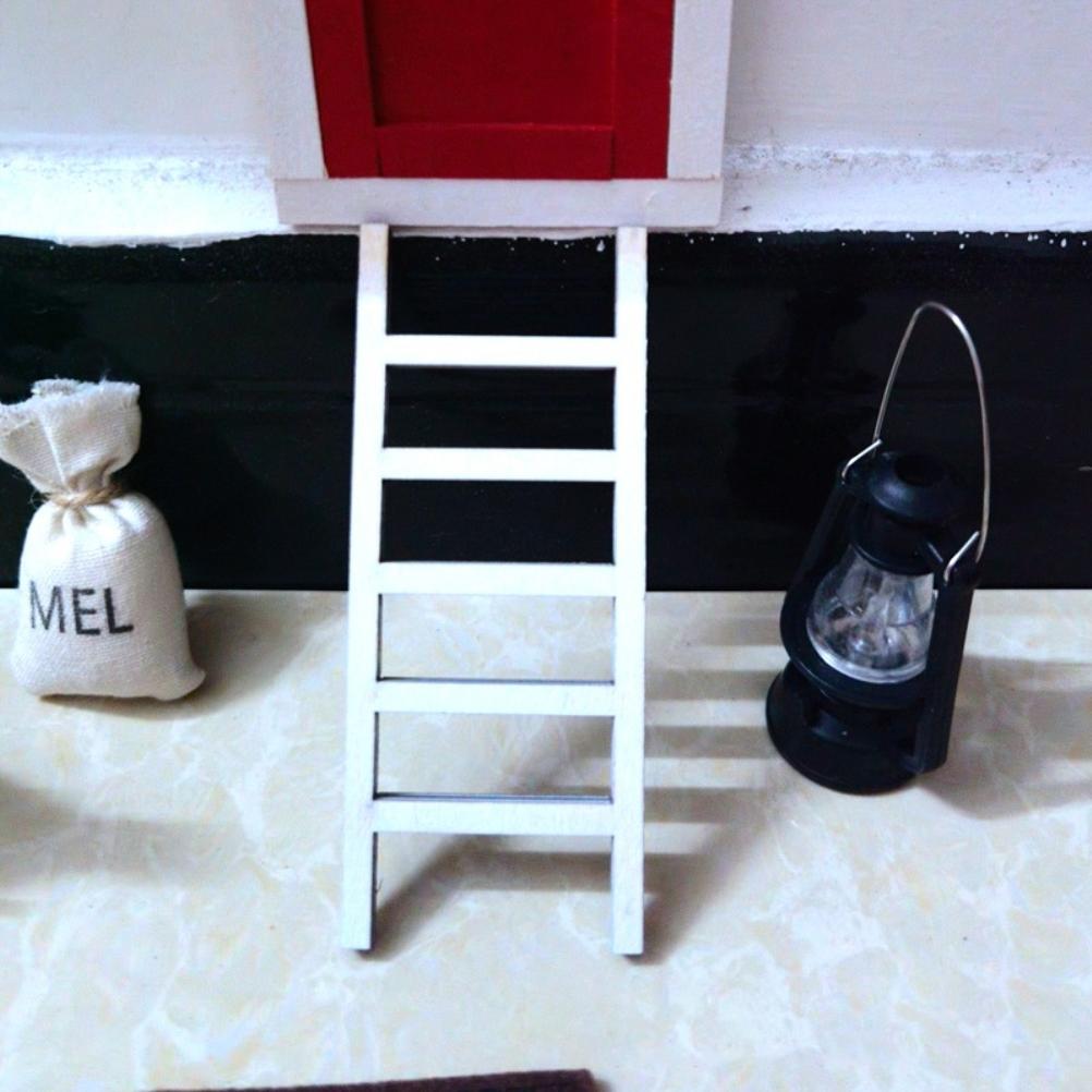 Decorative Door Court Doll House Model Miniature Gnome Set Accessories Christmas Tree Wooden Ladder Decorations Ornament