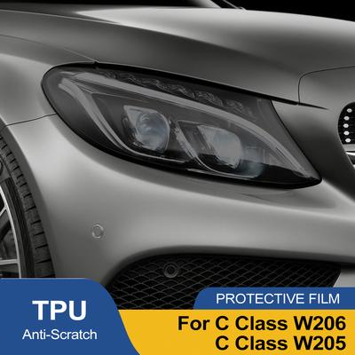 Защитная пленка TPU PPF для фар автомобиля Mercedes Benz C-Class W205 W206 2015-2026 Дымчато-черная, предварительно вырезанная, антицарапающая виниловая пленка
