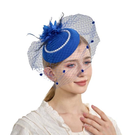 Top Hat Hair Accessories Faux Pearls Feather Flower Veil Decor Dance Headdress Fascinator Headpiece Fashion Accessory
