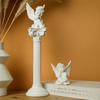 Resin Angel Figurines with Roman Column Cherubs Statue Wings Sleeping Thinking Angle for Home Room Desktop Office Decoration