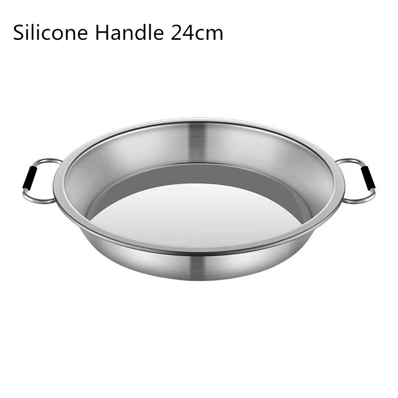 Поднос для хранения продуктов из нержавеющей стали с ручкой, круглые плоские сервировочные тарелки, салатницы, закуски, фруктовые блюда, кухонные органайзеры