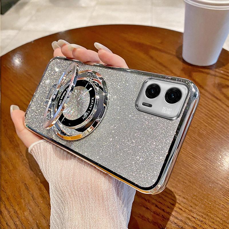 Блестящий магнитный чехол-подставка для телефона Motorola G85/E32, гальванизированная мягкая накладка для G70/G42 DGE 30.