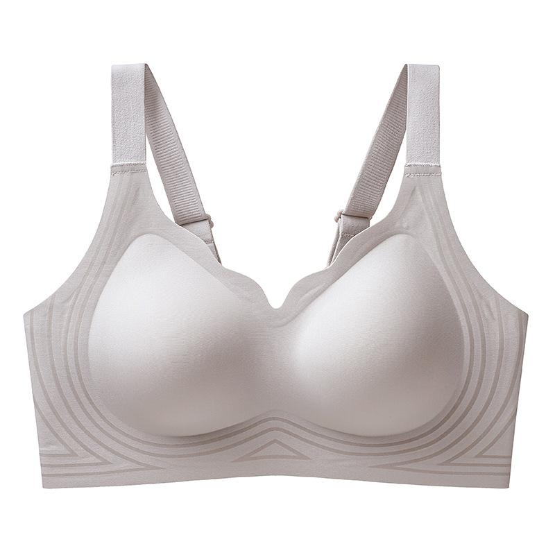 Liquid elastane lift non-magnetic bra upper support gathering breathable latex inner cup non-marking nude jelly bra