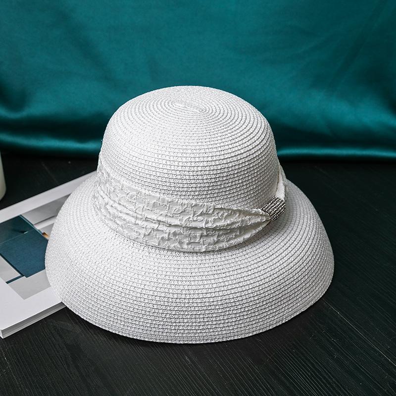 Straw Sun Hat for Women - UPF Protection, Fashionable Diamond Design, Breathable, Inelastic, Summer Fishermans Hat with Trendy Look