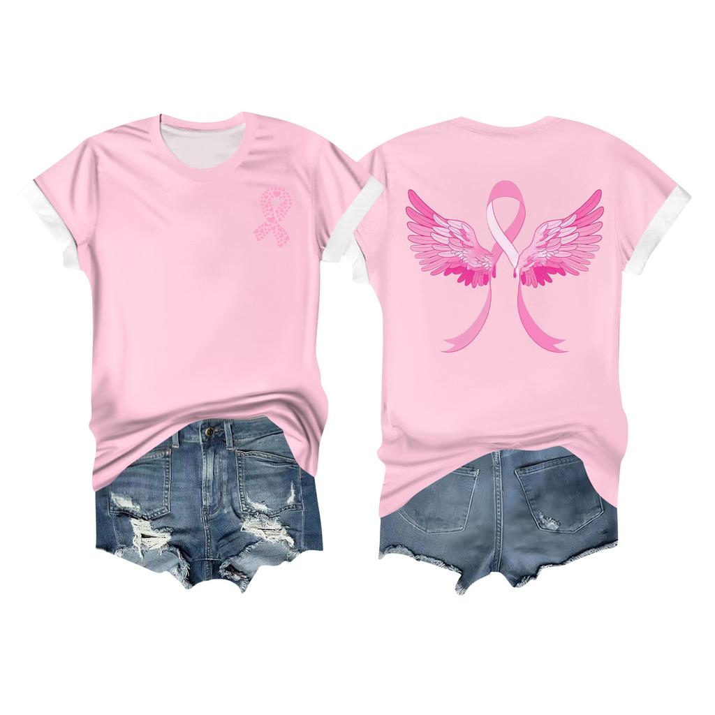 Женская повседневная футболка с коротким рукавом с принтом ленты на груди