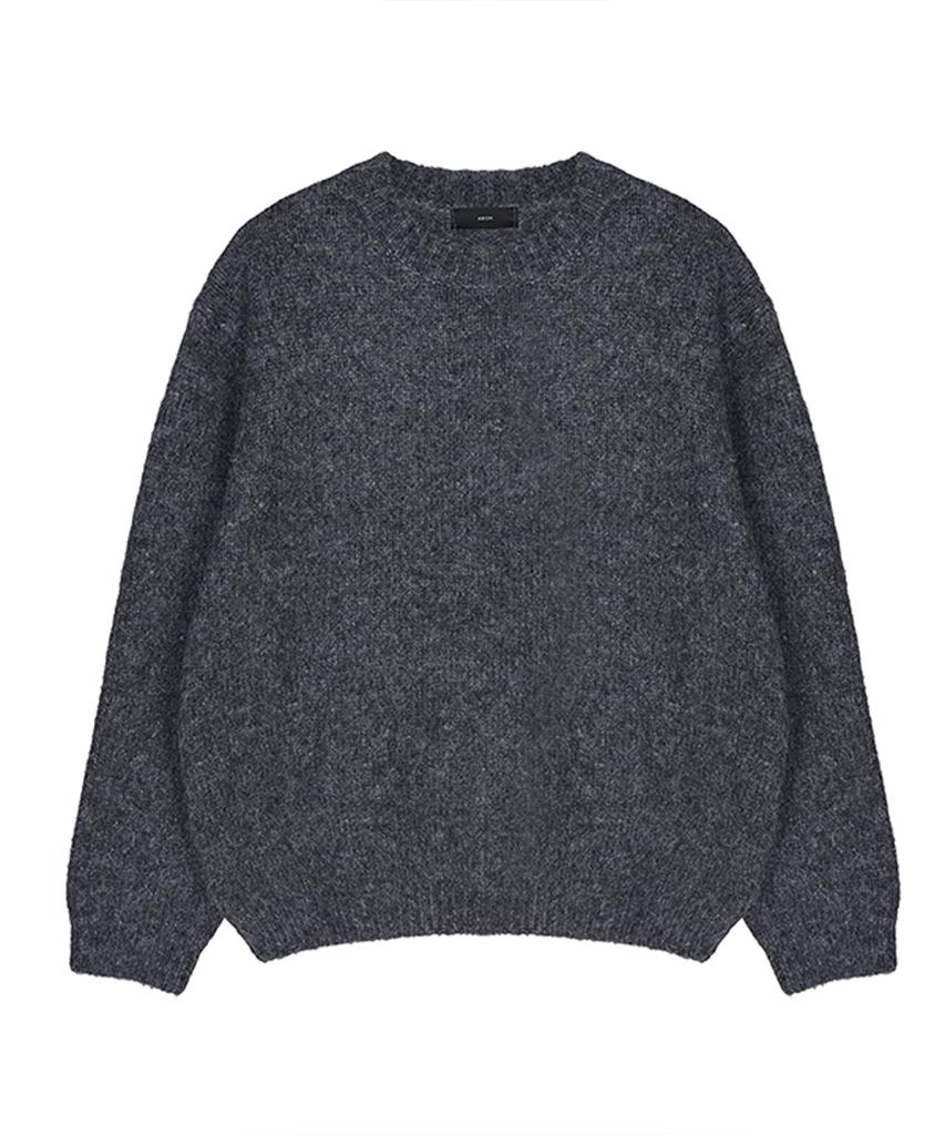 THE-ABON Men'S Day Classic Wool Mix Round Knit Black