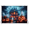 Mocsicka Halloween Photography Background House Castle Ghost Bat Autumn Leaf Pumpkin Party Decorations Photo Backdrops Wallpaper