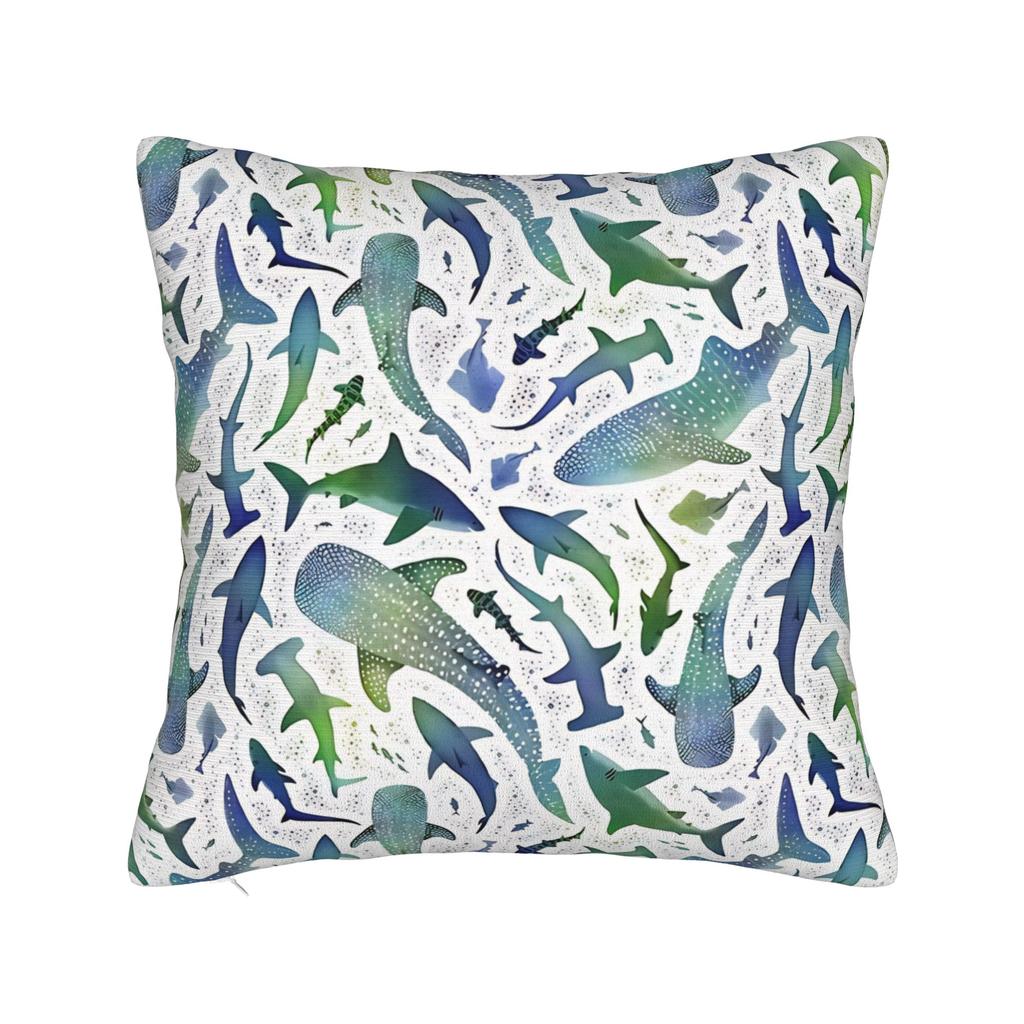 Pillow Cover Sharks Fantastic Animals Vintage Watercolor Pattern Vintage Pillow Case For Living Room Chair Pillowcases