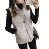 Women Cotton Vest Single-breasted Stand Collar Padded Thicken Solid Color Keep Warm Neck Protection Sleeveless Vest