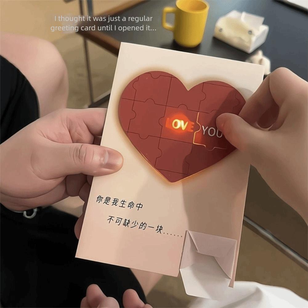 Shining Heart-shaped Puzzle Confession Card Blessing Greeting Card Confession Couple Gift