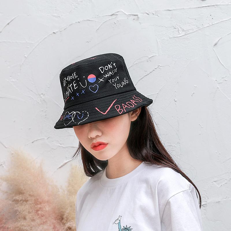 Graffiti Casual Bucket Hat Fishing Outdoor Hip Hop Caps Unisex Summer Fisherman Hats
