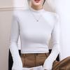Women's Korean-Style Ribbed Small Stand-Up Collar Base Layer Top Long-Sleeved T-Shirt for Spring and Autumn Half-High Neck Slim Fit Inner Wear