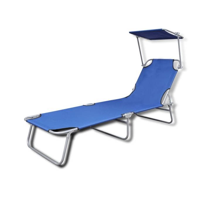 VidaXL Chaise Longue Pliable avec Auvent Acier et Tissu Transat de Jardin 41196
