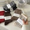 5 Pairs of Female Autumn and Winter Color Stripes In The Tube Warm Pile Socks