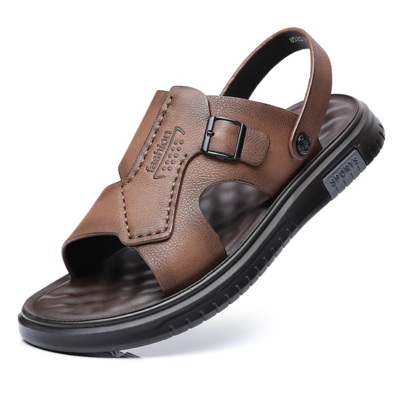 FashionGenuine Leather Sandals for Men Outdoor Beach Flats Breathable Casual Normal Casual Anti Slip Designer Replica Summer Sandals