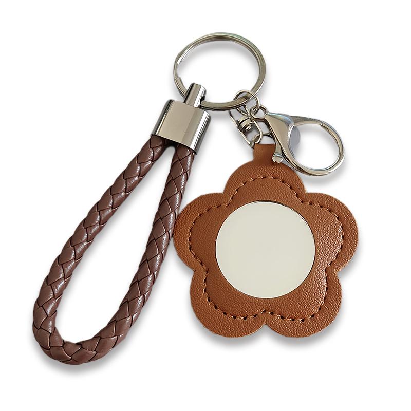 1 шт. Мини-зеркало Модное кожаное для макияжа, для подкрашивания, брелок-подвеска, цветочная форма, милое зеркальце для макияжа, шармы для сумки, многоцветное