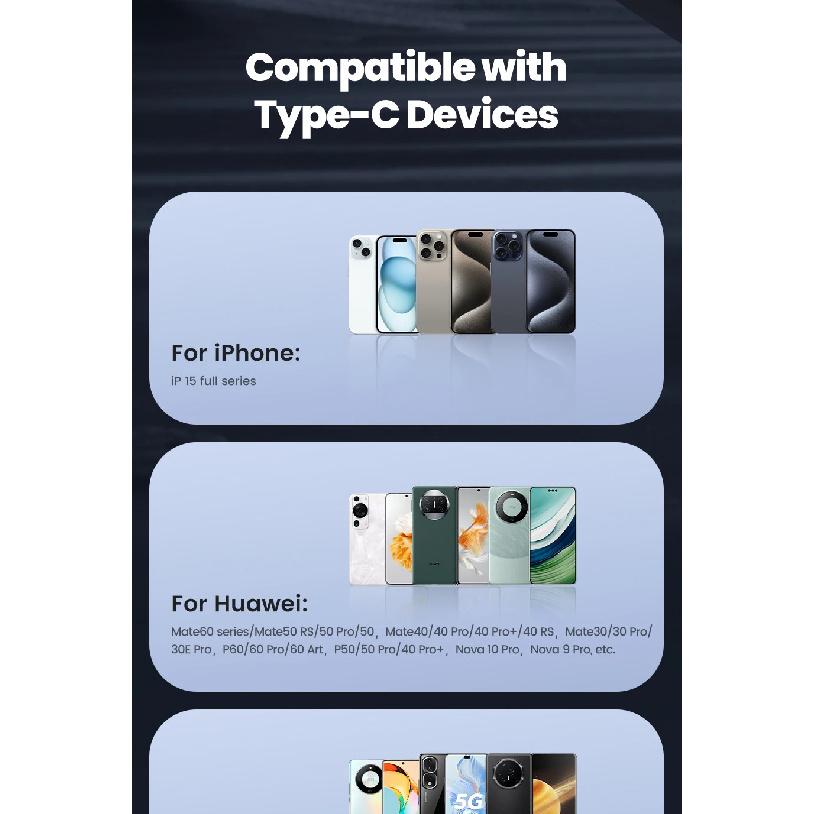 Toocki 6A TPU Spring USB C Cable for Huawei Xiaomi PD Fast Charging Retractable USB to Type C Cable for iPhone 15 USB Data Cord
