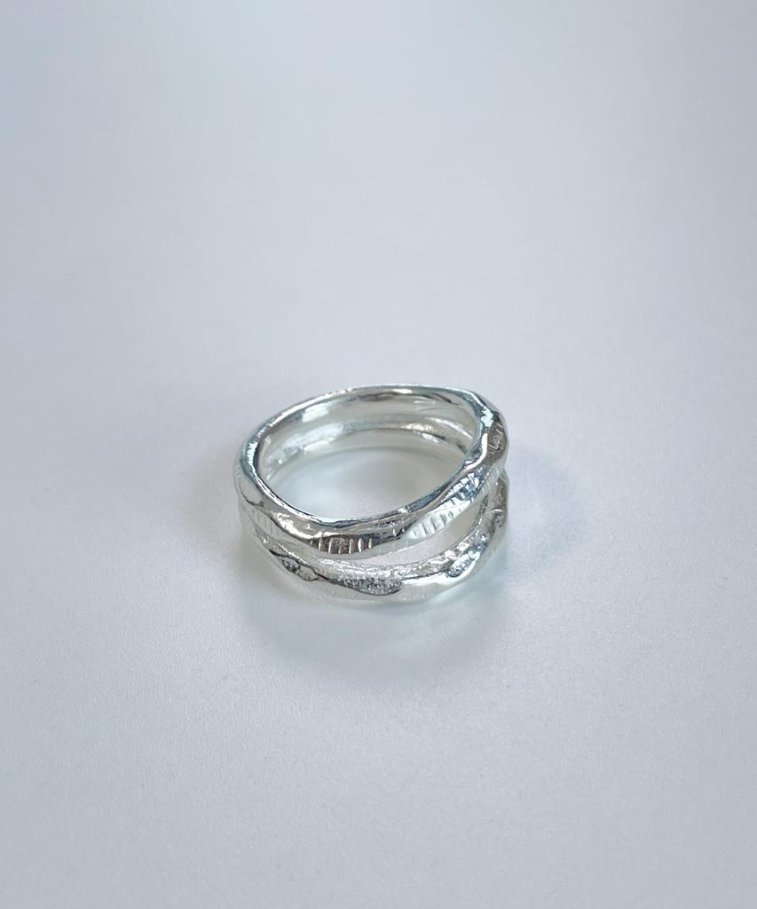 Knosis [925 Silver] Crush Double Bold Ring
