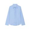 Womens Striped Long Sleeve Button-Down Shirt With Bow Tie Collar Office Chic Blouse Regular Fit 2026