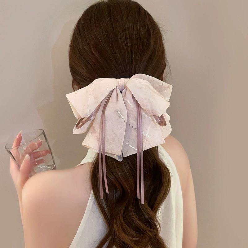 Korean Polka Dot Bow Claw Hair Clip - High-End Cloud Bubble Design for Women