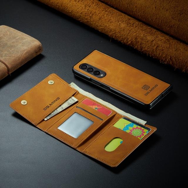 Противоударный кожаный чехол для мобильного телефона Samsung Galaxy Z Fold 4 5g Fold4 Fold3 Fold 3 Сумка-кошелек с магнитной подставкой для телефона