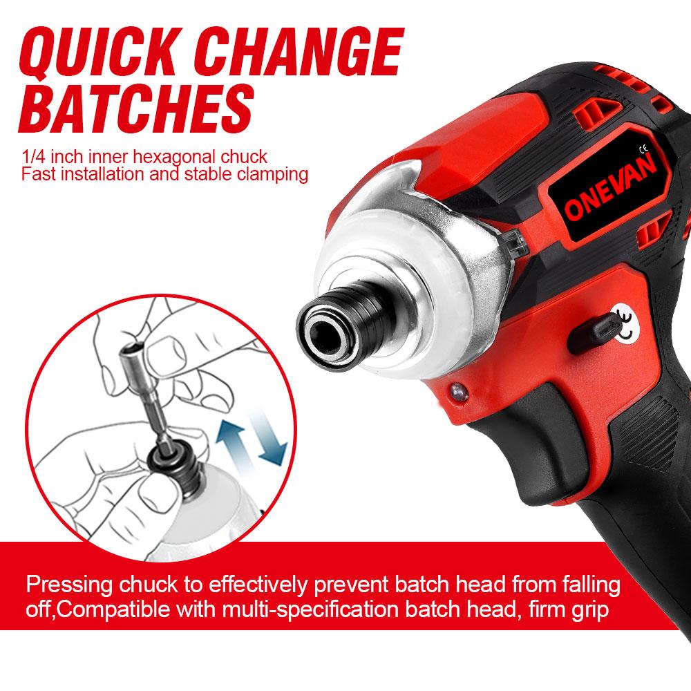 ONEVAN 588N.M Torque Brushless Electric Screwdriver 5 Speed  Cordless Impact Drill With 3 LED Light Battery For Makita 18V Tool