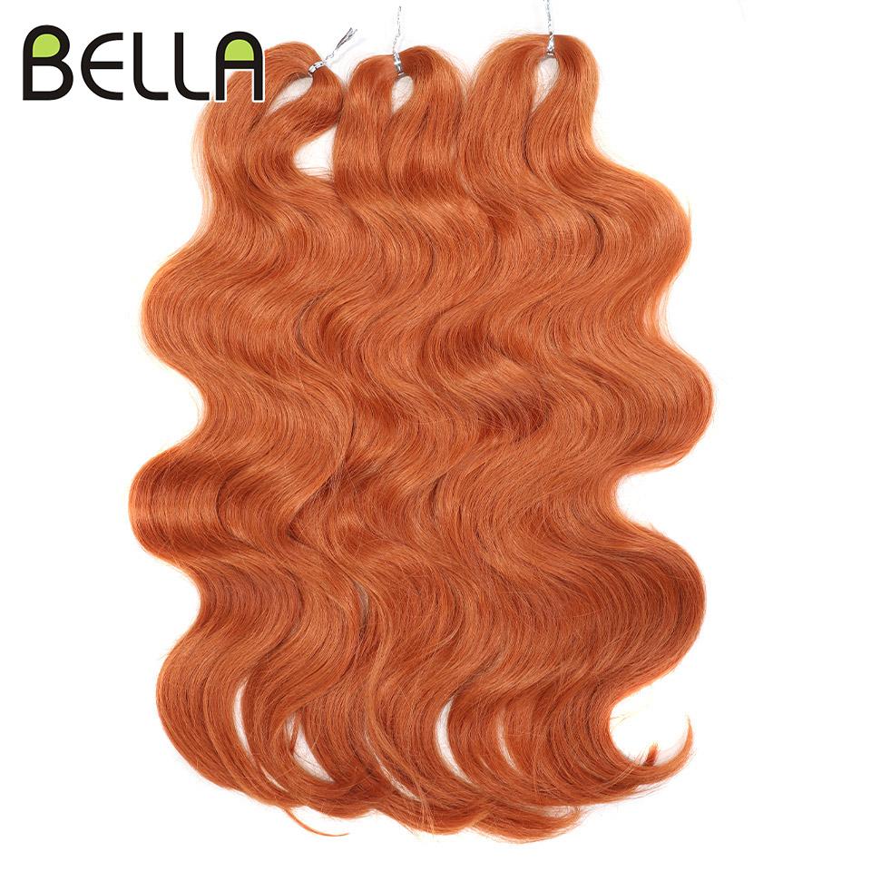 BELLA 24 inch Body Wave Crochet Hair 3PCS Synthetic Hair Braids Fake Hair Ombre Blonde Brown Natural Braiding Hair Extensions
