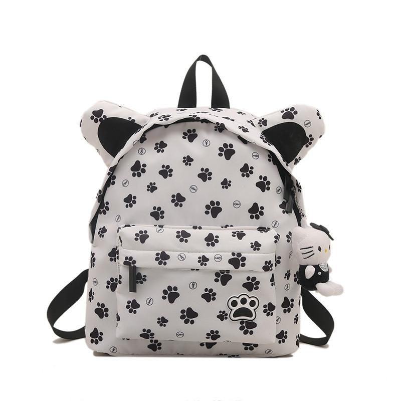 Cute Cat Paws Print Student Backpack With Laptop Pocket For School And Leisure