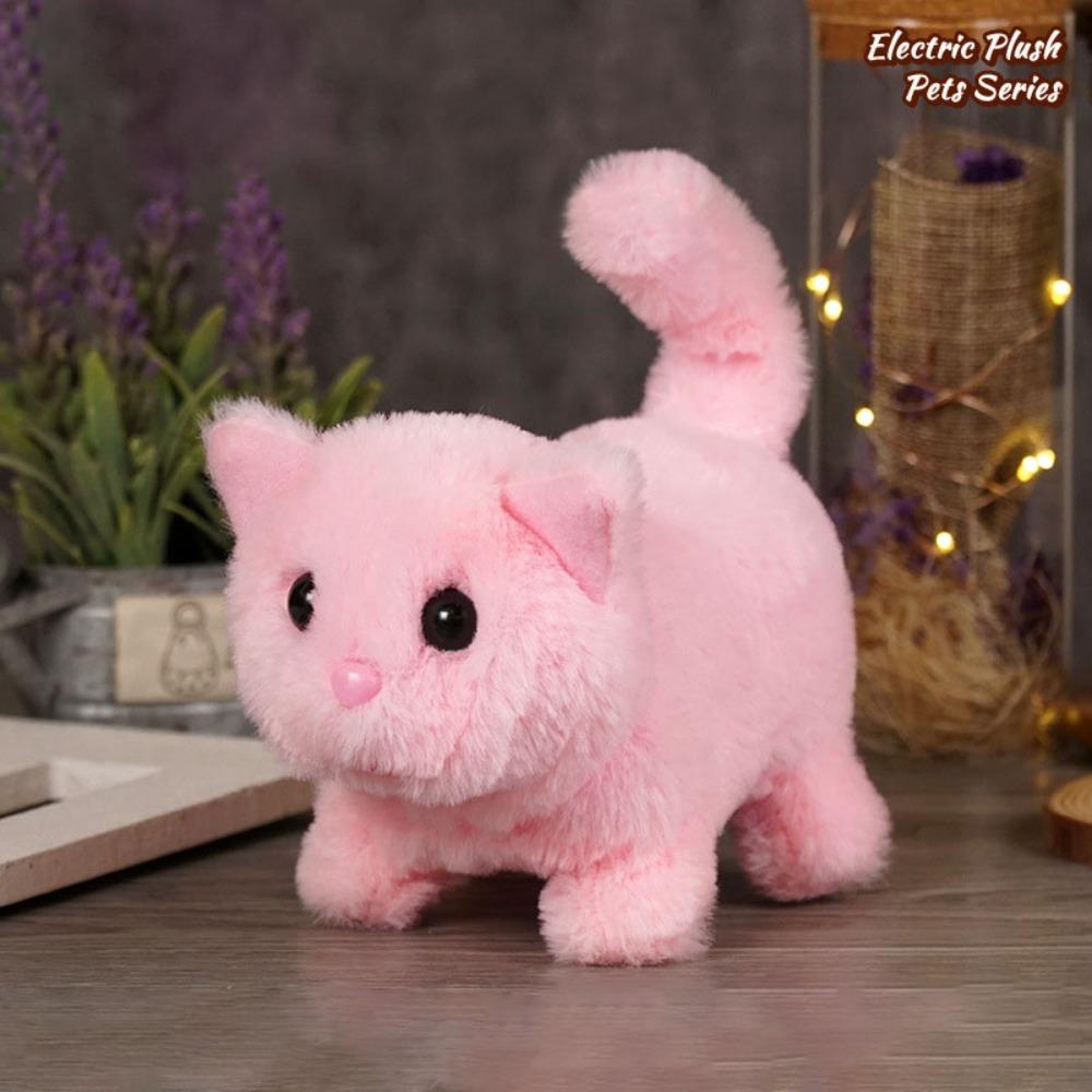 Simulated Plush Electric Cat Toy Makes You Happy Kitten Plush Toy For Kids Birthday Gift