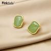 Корейские простые квадратные серьги-гвоздики из зеленой смолы, романтические модные 3 цвета, геометрические серьги из смолы для женщин, подарки PD1362