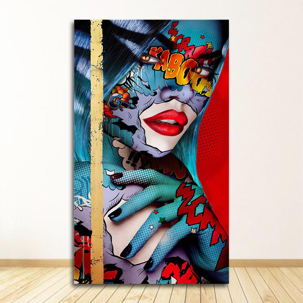 Граффити женский портрет картина маслом плакат и принты Настенный декор для гостиной холст картина настенная живопись домашние постеры