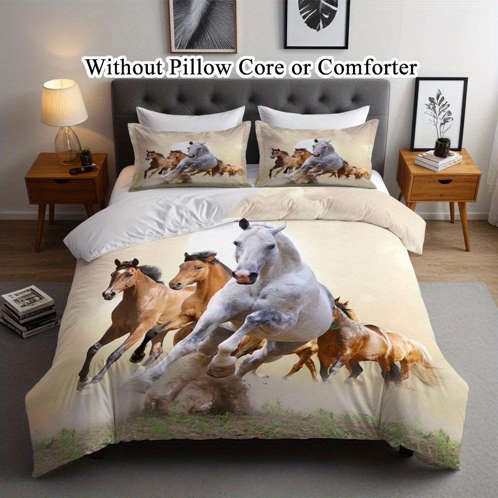 Horses Bedding Set Animal Soft Polyester Duvet Cover Set Quilt Cover With Pillowcase For Bedroom Decor Birthday Gift For Girls