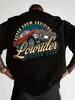Мужская ретро футболка с графическим принтом Lowrider Хлопковая повседневная футболка с коротким рукавом с дизайном винтажного автомобиля Ребристый воротник для летней уличной одежды